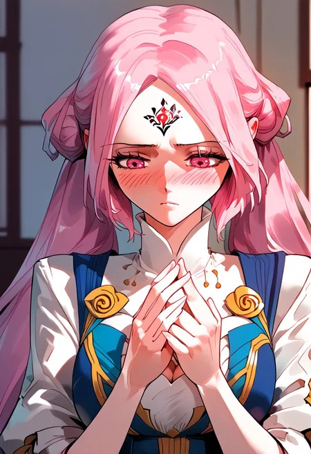 score_9,score_8_up,score_7_up,score_6_up,source_anime, (best quality), (masterpiece), (extremely detailed), (finely detailed), (detailed face, perfect face, perfect eyes, beautiful detailed shading), (perfect hands), (full colors), blush,
BREAK,
cowboy shot, upper body,
1girl, solo, 纳兰嫣然, pink hair, twintails, long hair, pink eyes, large breasts