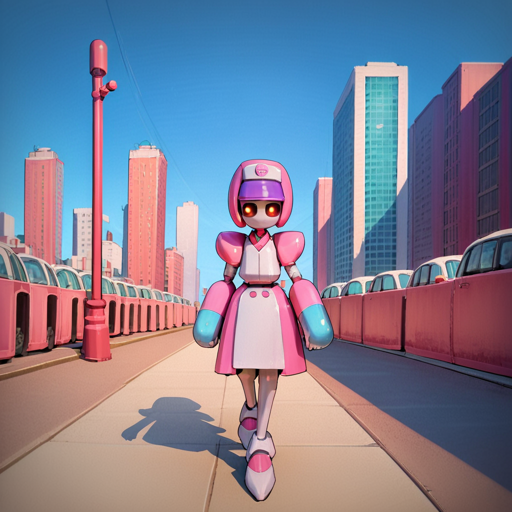 score_9, score_8_up, score_7_up, score_6_up, score_5_up, score_4_up, source_anime,  neutranurse, robot, cheeky smirk, city, walking