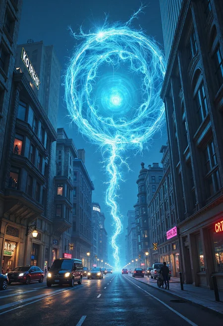 Cityscape, spirals of light escaping from crack in reality
<lora:Flux_spirals_of_light:1.0>