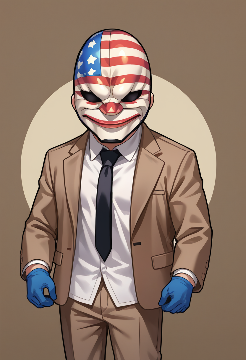 score_9, score_8_up, source_anime, 1boy, solo, chibi, DallasPD, mask, brown jacket, open jacket, black necktie, white shirt, dress shirt, blue gloves, brown pants, <lora:epoch-000014:1>, <lora:style_beegsmol_ponyXL:1.0>