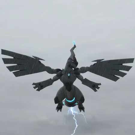 sfw, masterpiece, best quality,absurderes,photo,realistic,cinematic,source_photo,DLSR,full body,pokemon \(creature\), zekrom,flying,clouds,lightning,rain <lora:Reallustrious_Beta:1>