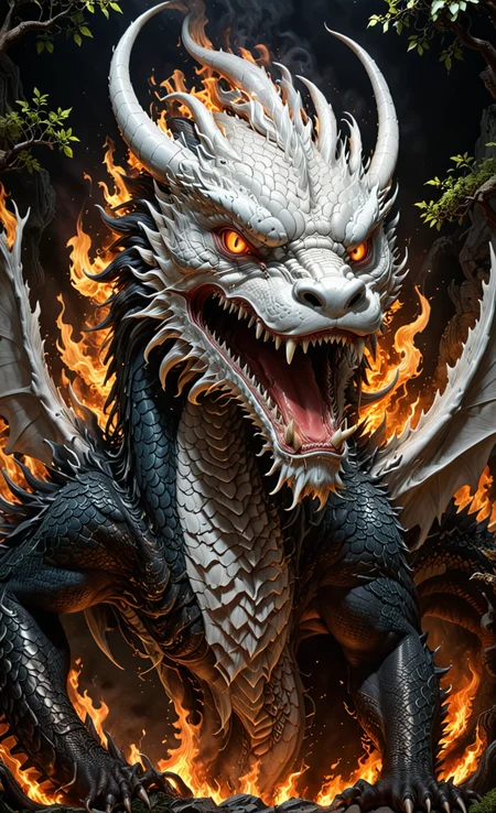 White Dragon, in the night, detailed image, 8k high quality detailed, shaped sphere, amazing wallpaper, digital painting highly detailed, 8k UHD detailed oil painting, beautiful art UHD, bokeh, background Modifiers: extremely detailed Award winning photography, fantasy studio lighting, photorealistic very attractive beautiful imperial colours ultra detailed 3D, (Very Intricate), UHD, <lora:3D_Framed_Wall_Art_-_By_DICE:0.4>, (3D Framed, Mega detail), <lora:Dragon_Fire:1>, Dragon Fire, White scales