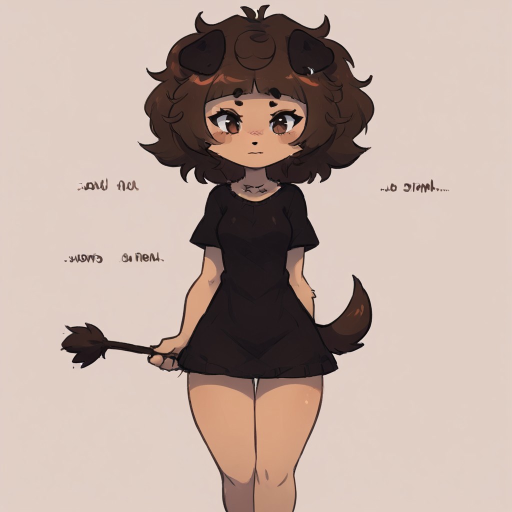 mimi typh, mimi, human dog, furry, brown hair, light brown fur, floppy dark brown ears, brown tail, small dark brown blush