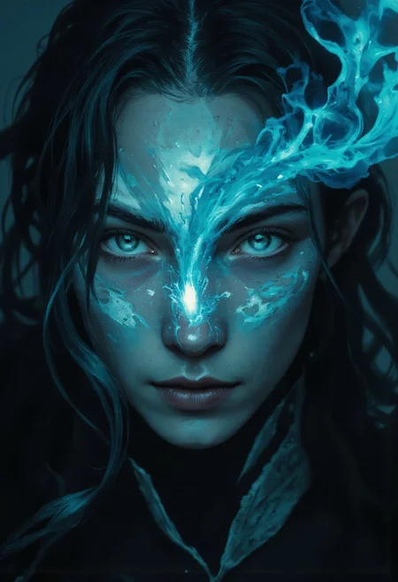 4qu4, UHD 32k fantasy movie still, HDR, RAW. Photography. MAGICpunk battle and wizard casting spell and magic vortex, closeup, fantasy world, Stunning visuals, Texture, beautiful face features, High Detail, Perfect Composition, in shadow with shafts of light, high contrast, silhouetted, chiascuro, MurphFSF