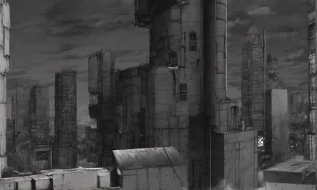vast scenery, empty, city ruins, cables, tubes, clouds, smoke, (best quality:1.3), monochrome, grayscale, <lora:blame5:1>, g-pen sketches, rough outline,detailed shadow