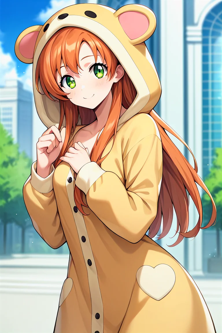 score_9, score_8_up, score_7_up, score_6_up, score_5_up, score_4_up, rating_questionable, , source_anime, digital illustration, pixiv, fanbox, uncensored, , BREAK, official art,
1girl, solo, female, shirley fenette, orange hair, green eyes, long hair,
animal costume, animal onesie, cute dress,, buildings, , outdoors, light smile, blush, cowboy shot, looking at viewer, <lora:Shirley_fennete_Pony:0.8>
