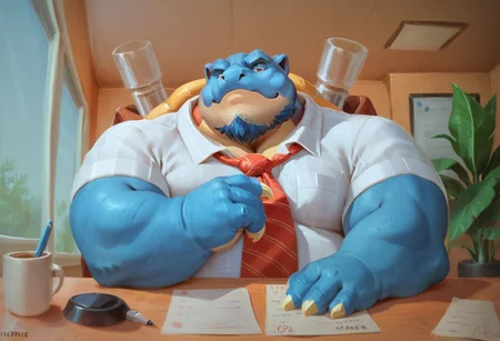 score_9, score_8_up, score_7_up, best quality, highest score
anthro Blastoise, cannons, shell, fat musclechub brute, detailed face, chubby cheeks, solo, office, bored, collared shirt, tie, stubble beard
<lora:Ashendawger_Artist_Style_PonyXL:1>