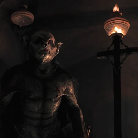 Horror-themed, <lora:Vampire Bat:1>
Set in 19th-century England and Romania, Vampire Bat a vampire bat staring at a cross in front of camera, solo,1boy,male focus,indoors,cross,lamp,statue , Horror themed, dark themed, Bram Stoker's Dracula 1992 film style, Eerie, unsettling, dark, spooky, suspenseful, grim, highly detailed