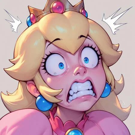 Score_9, score_8_up, score_7_up, WHF, Constricted pupils, Clenched teeth, Surprised, princess peach,