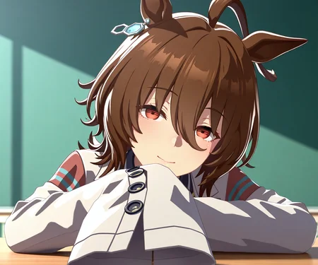 masterpiece, best quality, amazing quality, , 1girl, solo, looking at viewer, <lora:Agnes Tachyon in game style 3D ILL-v2.1:1> ummsmingame, 3d, agnes tachyon \(umamusume\), sleeves past fingers