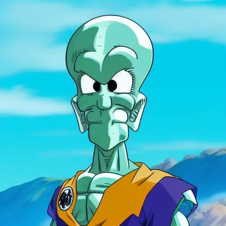 dbz style, squidward, highly detailed