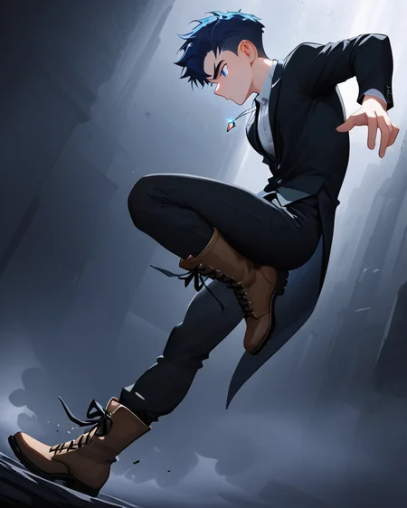 masterpiece, best quality, amazing quality, very aesthetic, absurdres, newest, 1boy, male focus, 21 years old, full body, head to toe, dynamic pose, blue eyes, eyeshd, tailcoat, long pants, knee high lace up boots, necklace, highly detailed eyes, from the side, confident, serious, abstract background, dark, light, fog, masterpiece, best quality, amazing quality, very aesthetic, absurdres, newest, volumetric lighting,
freckles, muscular, no-lineart style, big eye background,
breeze style
<lora:Bree_Style_Hv1:1>