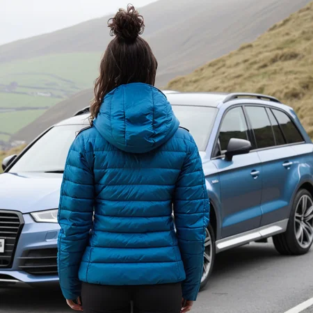 (dark cinematic still, dark vibes) sexy slim skinny one irish short women ,unique, wearing a hooded blue from behind adidas_puffer_jacket, unique hair styles, 8k uhd, dslr, high quality, photorealistic, realism, hyperrealism, ((car scene)),
<lora:adidas_puffer_jacket_v1:1>