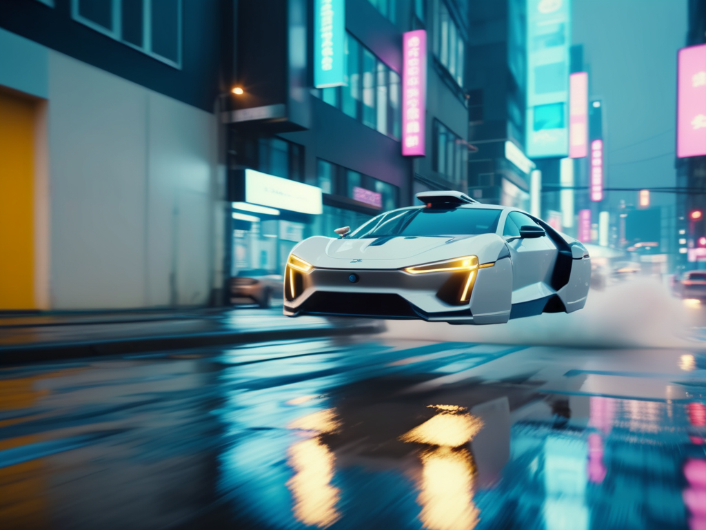 (very wide angle:1.9), (futuristic hovering cars:1.4), concept car,  (chased by mechas robots:1.8), no wheels, (cyberpunk streets:1.5), (night time:1.4), (high-speed chase cinematic:1.4), splashing water, raining , depth of field, motion blur, terrified driver, <lora:Hovering_Car_SDXL_v1:1> hovering_car, (dutch angle:1.9), hyper realistic, hyper detailed, masterpiece 8K