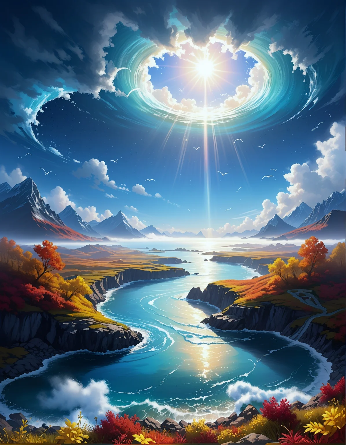 surreal landscape:1.2
a frigid Arctic seascape, with deep blue water, glacial formations, an underwater world of cold and silence,
a calm open sea, with gentle waves, clear skies, and a distant horizon ,
Fog swallowing mountain peaks,
Altostratus opacus veiling sunlight,
Flashlight beam in dense fog,
Autumn maple leaf carpets,
Star dunes shaped by winds,
Floating islands with inverted waterfalls,
Railway stations to alternate realities,
Tornadoes weaving DNA strands,
Hisaichi Ishii
(masterpiece:1.4), (intricate details:1.4), (hyperrealistic:1.3),(painting:0.9),(ultra detailed:1.4), (8k resolution:1.3), (sharp focus), (dramatic perspective:1.1), (chromatic aberration:0.3), (film grain:0.2),
<lora:JuggerCineXL2:0.3>,
<lora:add-detail-xl:0.3>,
<lora:WildcardX-XL-Detail-Enhancer:0.4>,
<lora:xl_more_art-full_v1:0.7>,
<lora:ClassipeintXL2.1:0.3>,
<lora:Flux-XL_Scenery:0.3> flux-scenery ,
<lora:EnvyDramaticLightingXL01:0.7>
detailxl,