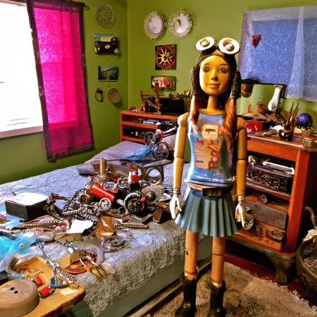 recyclforge girl in bedroom<lora:recyclforge:0.6>