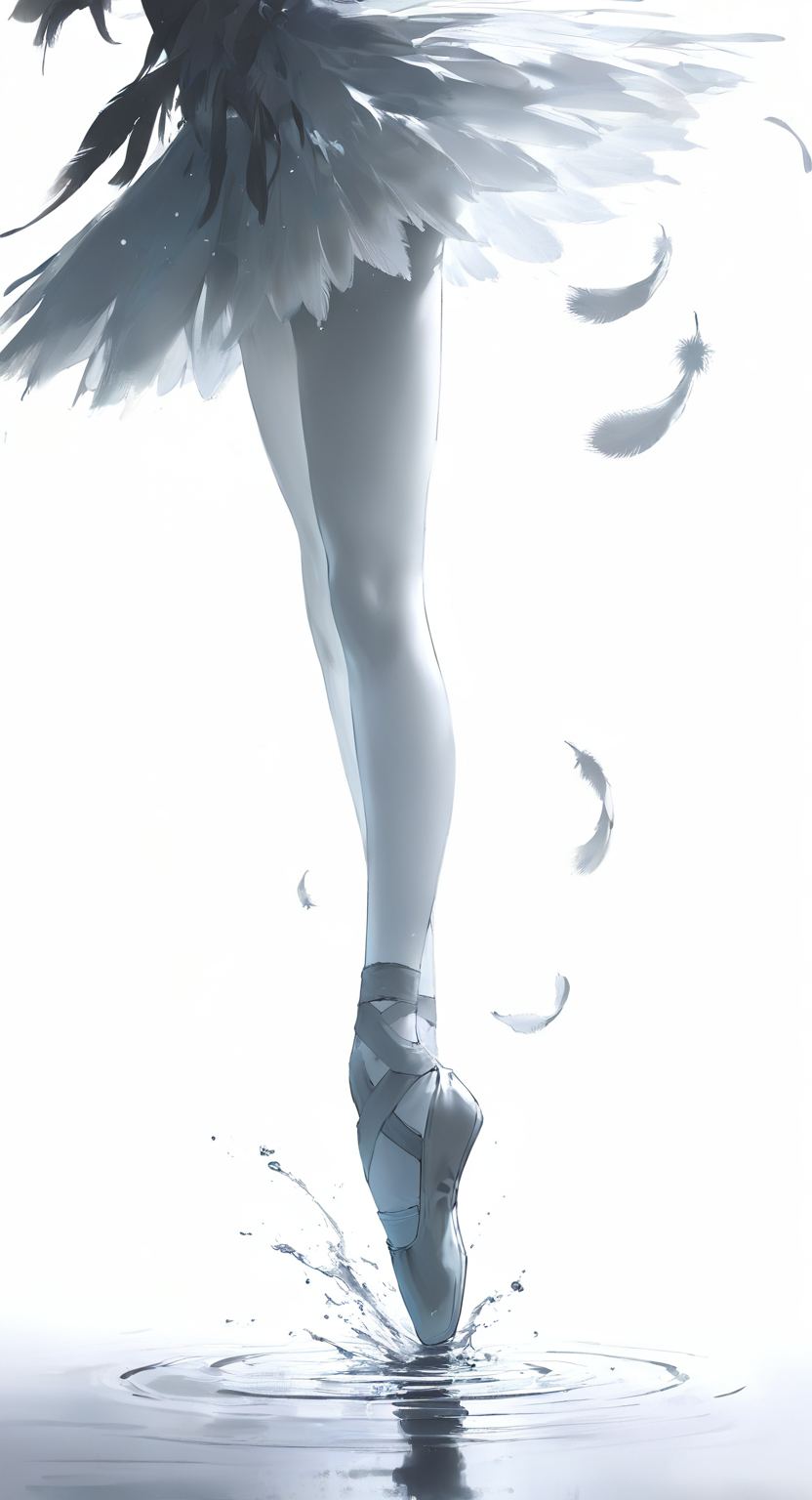 masterpiece, best quality, good quality, very awa, very aesthetic, absurdres, newest, ssink, ink (medium), 1girl, solo, water, feathers, light particles, white pantyhose, out of frame, tiptoes, splashing, ripples, puddle, white feathers, lower body, ballerina, ballet slippers, ballet
<lora:illustriousXL_stabilizer_v1.23:0.3> <lora:testink5_1:0.85> <lora:freehandink_V1:0.65>