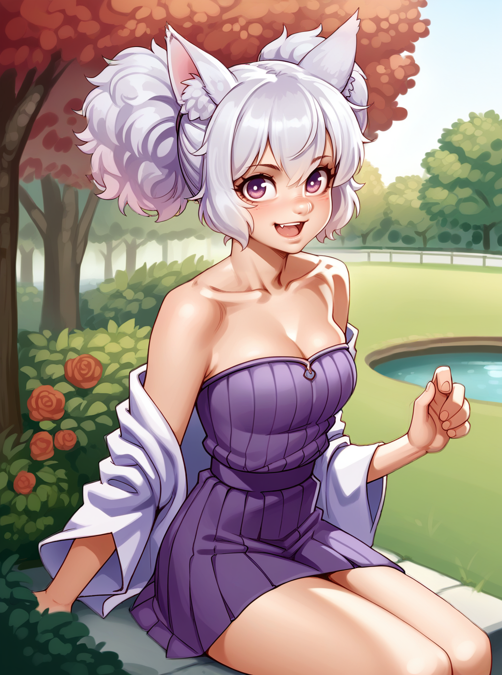 score_9, score_8_up, score_7_up, source_anime, solo, 1girl, strapless bottom, animal girl, , lone nape hair, , park, fashionable, , , kairunoburogu,  <lora:kairunoborugu_PDXL-000001:1>