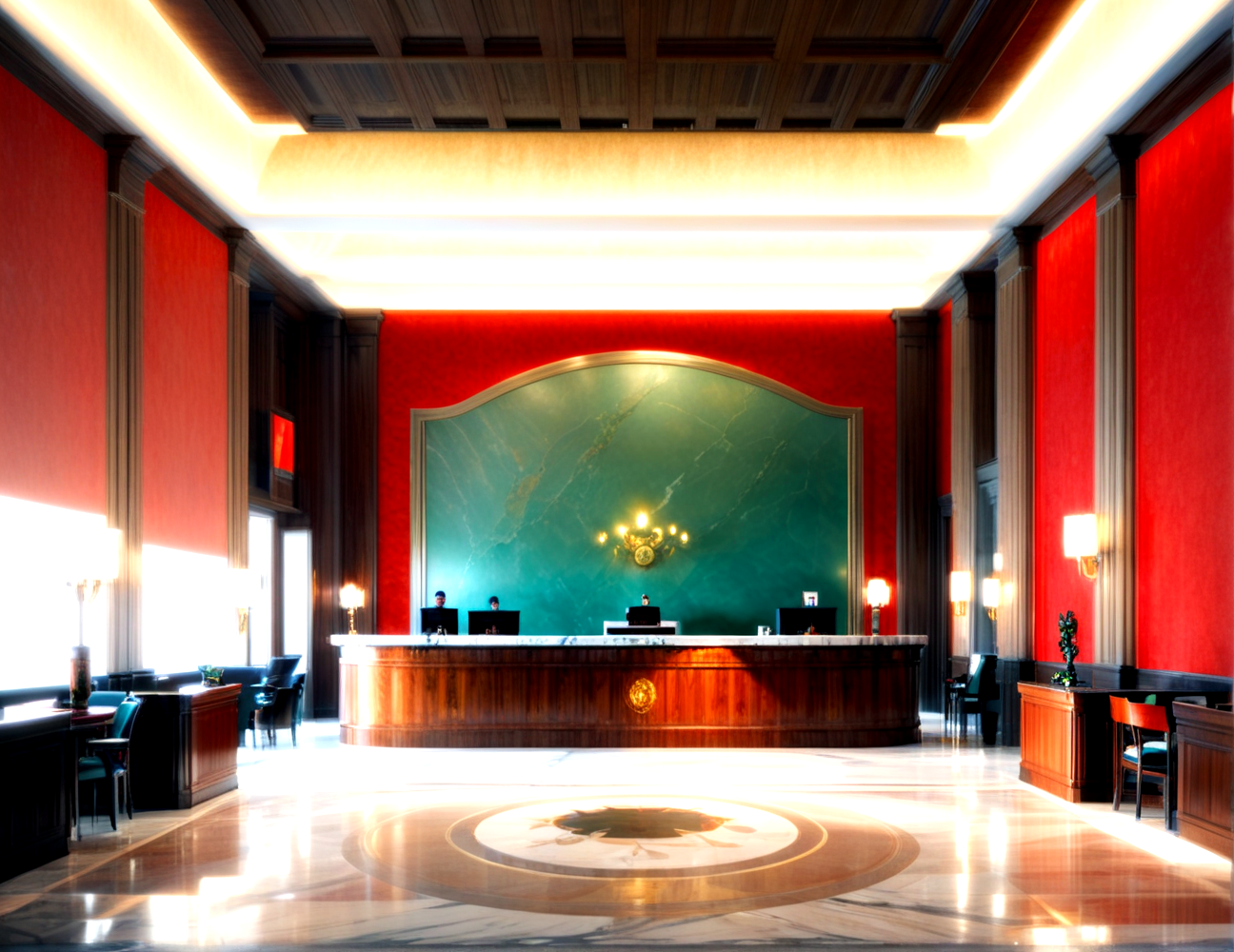score_9, score_8_up, score_7_up,
<lora:Authoritarian_Interior_(Architecture)_(SDXL)_(AD):0.8> Authoritarian Interior, interior design, architecture, limestone, marble, wood, plaster, coffered ceiling, hotel lobby, bar, lobby, luxury, 
8K, In'ei, chiaroscuro, volumetric lighting, perfect depth of field shot, 8K CGI render, beautiful, subsurface scattering, photographic realism, asymmetric viewpoint, off center perspective, art by Thomas Kinkade, 
BREAK zPDXL, zPDXLxxx,  <lora:wowifierXL:0.2> art by mooncryptowow <lora:sdxl_lightning_8step_lora:0.4> <lora:detailed_notrigger:0.5>