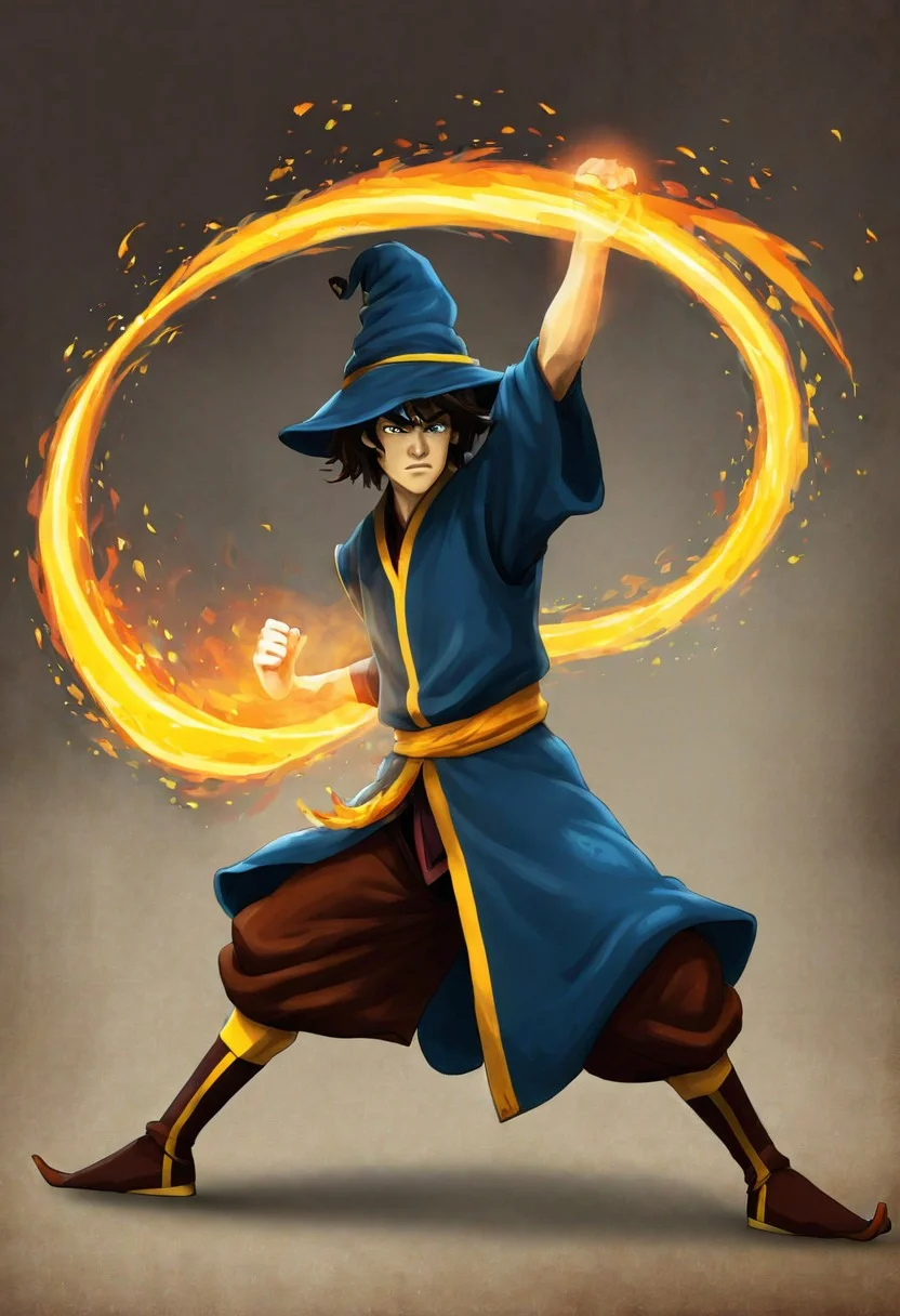 <lora:Firebending-06:1.2> Wizard firebending