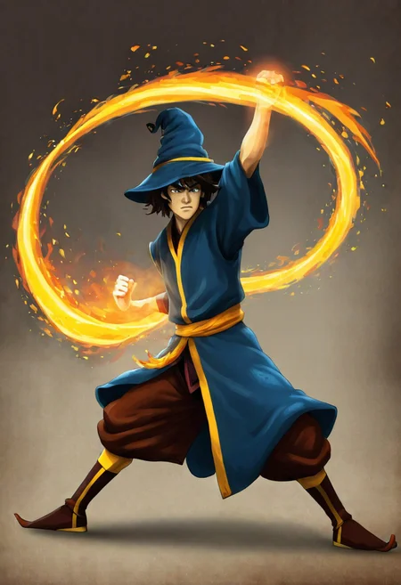 <lora:Firebending-06:1.2> Wizard firebending