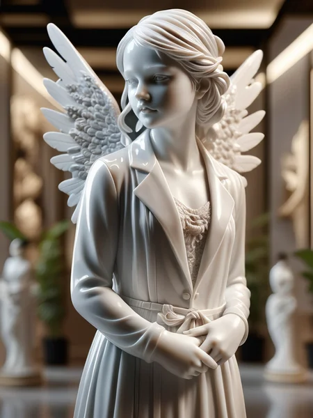 a statue of (a girl with wings:1.3), (solo:1.2), no humans, high quality, masterpiece, realistic, photorealistic, long-focus <lora:ral-porcelain-sdxl:1> ral-porcelain