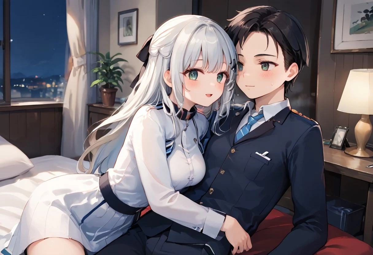 source_anime, ultra HD, best quality, BREAK 1girl, BREAK 1 boy, he undressing her wife clothes,open clothes,bedroom,most beautiful girl on village, white long hair girl,sidetail hair,black ribbon hairtie,wife hugging husband,husband stimulate his wife,girl half awake eye,1 night not enough she want another round,their first night ,encourage her it only hurt a little ,she agree then ready to do it ππ,π¦π¦πππ¦π¦π«Άπ