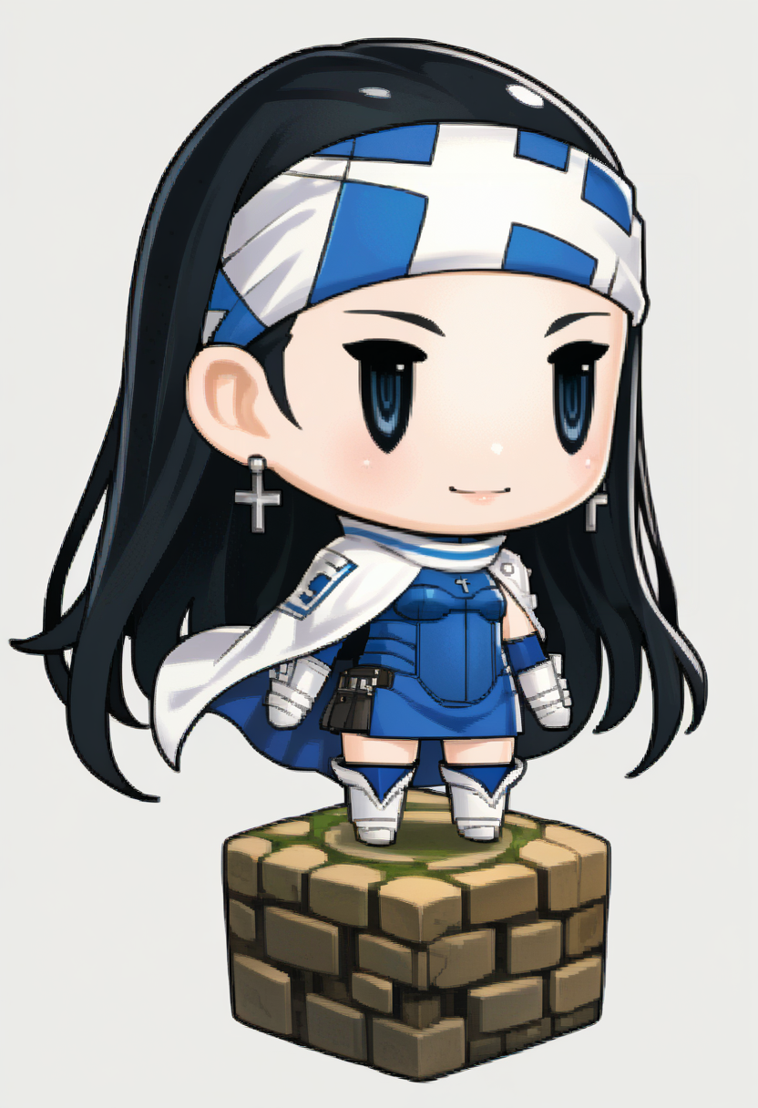 score_9, score_8_up, score_7_up, source_anime, 1girl, solo, smile, closed mouth
<lora:zs_PictlogicaStyleXL:1> ffpictlogicastyle, chibi, full body, faux figurine, white background
 <lora:zs_BethXL:1> bethsmtii, long hair, black hair, headband, bodysuit, skirt, cape, elbow gloves, thigh boots, cross earrings