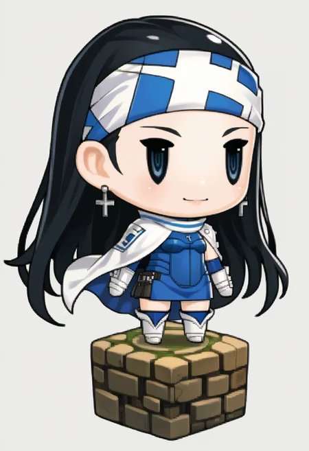 score_9, score_8_up, score_7_up, source_anime, 1girl, solo, smile, closed mouth
<lora:zs_PictlogicaStyleXL:1> ffpictlogicastyle, chibi, full body, faux figurine, white background
<lora:zs_BethXL:1> bethsmtii, long hair, black hair, headband, bodysuit, skirt, cape, elbow gloves, thigh boots, cross earrings