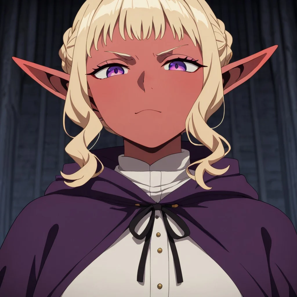 masterpiece, best quality, newest, absurdres, highres,
DMStyle-DmpackV1.0, official style,
DMPACK-1-Thistle, dark skin, tanned, tanned skin, blonde, blonde hair, elf, pointy ears,