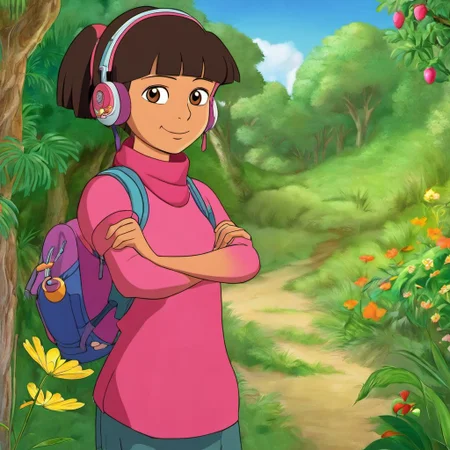 Dora the LofiGirl <lora:SDXL-LofiGirl-Lora:1>, Very detailed, clean, high quality, sharp image