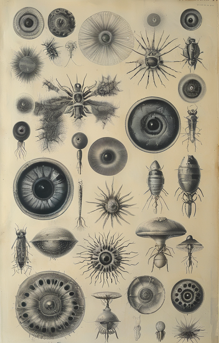 masterpiece,best quality,<lora:tbh248-sdxl:0.8>,illustration,style of Micrographia,cell:1.5,Microscopic compound eye,