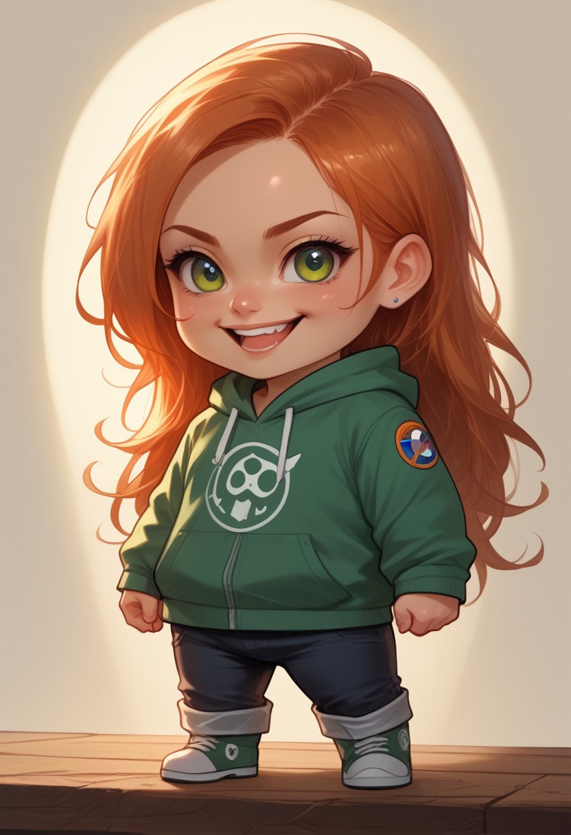score_9, score_8_up, score_7_up, source_furry, solo, adorable chibi Kim Possible, happy, (chibi body:1.4), (indirect lighting, dynamic lighting:1.4), simple background, chibi art style, (detailed image, high resolution, 5k resolution:1.0), (realistic style, chibi art style, cartoon Art Style:1.2)