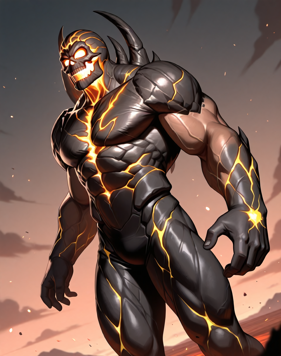 <lora:Dark_Khan_(Mortal_Kombat)_(Illustrious)_(AD):1> Dark Khan, muscular, Mortal Kombat, 
((
dutch angle, exterior, battle field, 
male focus, gradient coloring, villain, end boss, overpowering, evil, gritty dark fantasy, hyper muscular, large rounded shoulders, large biceps, large thighs, wide thick upper body, abs, large rounded protruding pecs, rage, 
)), 
BREAK very awe, aesthetically pleasing, masterpiece, best quality, amazing quality, very aesthetic, perfect depth of field shot, in'ei,
Smooth Quality, lazympos, IllustQualXL_Pos,