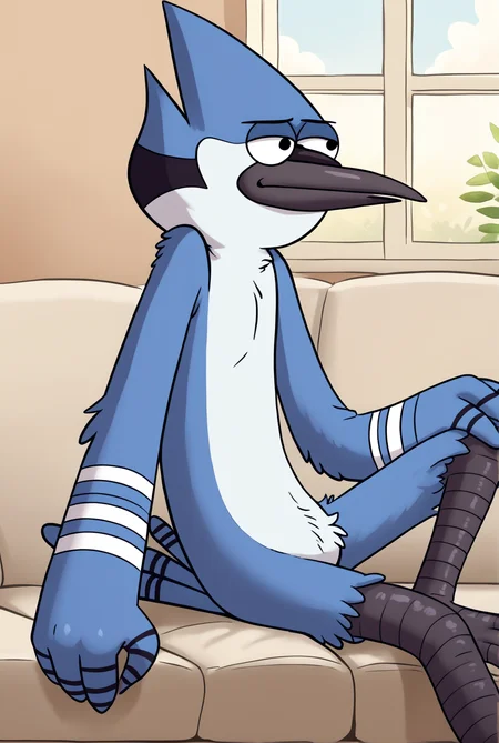 score_9, score_8_up, score_8,
<lora:Mordecai_Regular_Show_for_PonyXl:0.8> 1boy, male focus, m0rd3ca1, furry male, blue jay, solo, tail,
parody, source_cartoon,
sitting on couch, living room, window,