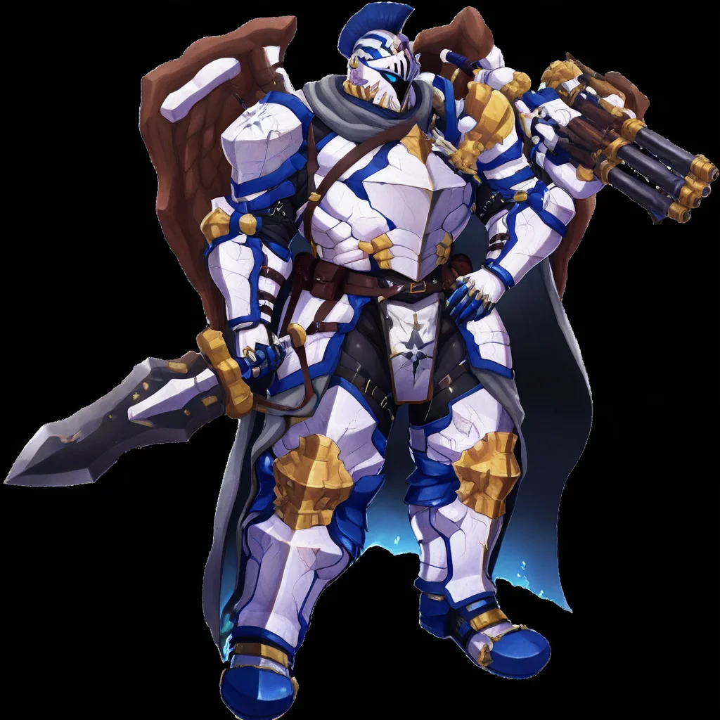 Dyne(Another_eidos_of_dragon_vein_r), helmet, armor, holding weapons, big bulges, standing,