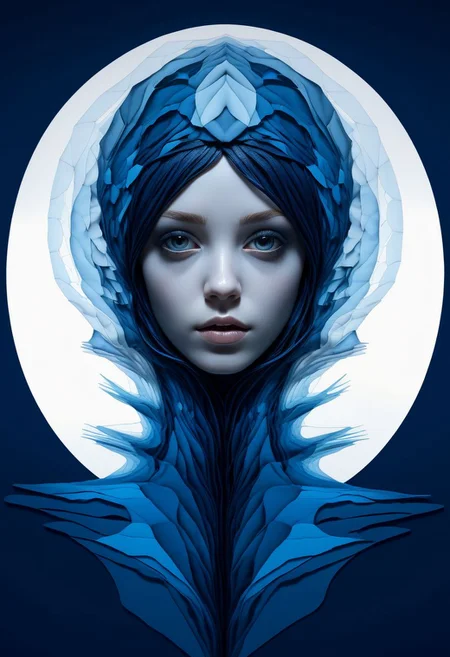 layered papercut, mysterious face, a exotic girl in artsy clothing, fading backlit background, (deep sea fading white to deep blue), alluring goddess, by Minjae Lee, Carne Griffiths, Emily Kell, Steve McCurry, Geoffroy Thoorens, Aaron Horkey, Jordan Grimmer, Greg Rutkowski, amazing depth, double exposure, surreal, geometric patterns, intricately detailed, bokeh, perfect balanced, deep fine borders, artistic photorealism , smooth, great masterwork by Suiras <lora:add-detail-xl:2> <lora:Double_Exposure:0.5>