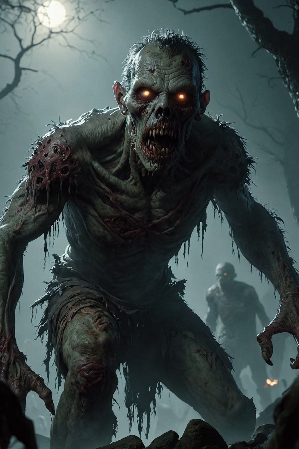 ultra realistic 8k cg, masterpiece, professional artwork, cinematic lighting,  painting of a (Zombie) summoning monsters <lora:Fantasy_Monsters_XL:1>
