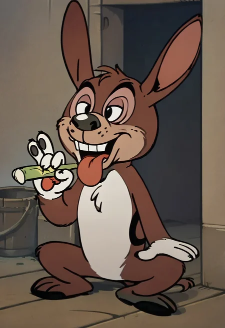 (score_9 | score_8_up | score_7_up) ((masterpiece:1))(best quality,very high quality,ultra detailed:1.2) (2D,cartoon style,anime style)(Smooth:2)(clean blurring) (four fingers on each hand,one thumb on each hand:1), solo, charles, dog, black spot on left eye, white fur, paw, dog paws, donkey dog hybrid, Full Donkey, half donkey, donkey head, donkey ears, donkey tail,