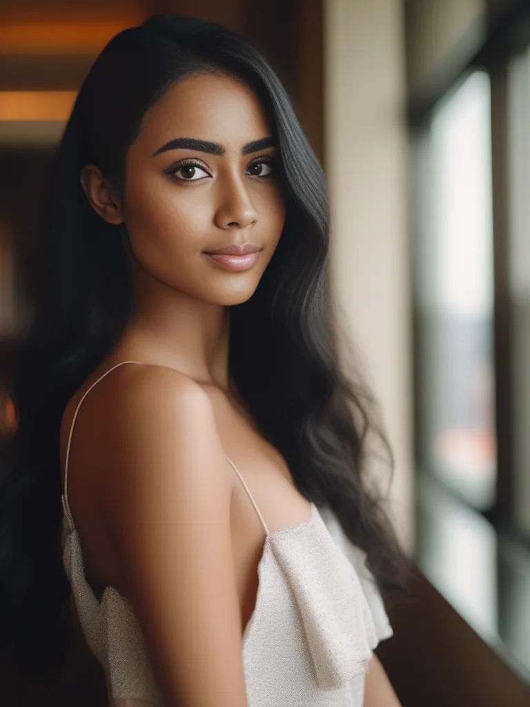 desimocha, woman, natural lighting, high resolution, film grain, studio quality, in a hotel lobby, full body, black hair, detailed pretty face, <lora:DesiCoffeeSDXL:0.3>