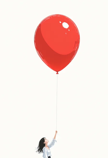 masterpiece, incredibly absurdres, minimalism, painterly, interesting, very good composition,
1girl, ((1 red balloon)), blouse,
A female wearing a blouse holding a red balloon attached to a string.
<lora:SketchStyle:1>Jedsk5tch, sketch, black and white