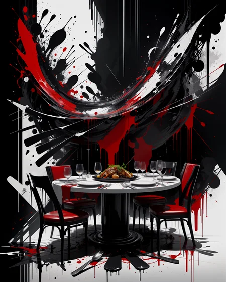 rsmls,restaurant,masterpiece,messy,abstract,high contrast,awardwinning,8k,trending on artstation and deviantart <lora:RussMillsXL:0.7>,