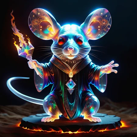 hyper detailed masterpiece, dynamic, awesome quality,DonMSp3ctr4lXL,transluscent mouse baer, Sorcerer in Mapuche mythology, powerful dark magic, malevolent, summoning spirits, deeply feared, respected <lora:DonMSp3ctr4lXL:1>