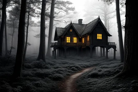 (((deep night))), black & white, (((darkness))), moon light, house, (((realistic))), (masterpiece), ((photography)), mistical night, fear, <lora:Magical_Forest_Home_v2:0.1>, Magical_Forest_Home, FanLan, <lora:FantasyLandscape-10:0.7>, forest, fog, woods, grass, ((house)), <lora:EdobGraveyardEngland_v1.0:0.2>, faceless, headless, nude in the fog, <lora:Fantasy:1>, bokeh