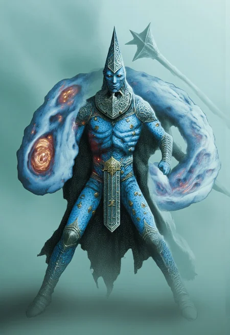 b3rs3rk first person d4concept pov, 3D01S, simple background d4artstyle atmospheric and powerful MikeFranchinastyle dark fantasy, natural organic and first person pov of a berserk style creature
A Tsutomu Nihei Adaru Ethereal armored warrior composed of swirling air and mist, ornate plate armor in frost-blue silver with flowing wind motifs, translucent elemental form visible through armor gaps. Spiked morning star with wind-etched chain floating beside. Armor has curved engravings suggesting air currents, internal ethereal glow seeping through seams. Swirling air distortions and wisps surround the figure, suggesting imminent transformation into cyclone. Dynamic pose with floating quality, mystical atmosphere. Cool silvers and misty grays dominate, armor edges highlighted by rim lighting. Background is atmospheric fog in pale blue-green tones. Hyper-detailed metalwork, ethereal particles drift around joints, sharp contrast between solid armor and ethereal form. Otherworldly presence, digital painting style with watercolor softness for air elements.
UHD letterboxed game trailer frame chromatic aberration dark atmosphere sharp masterpiece with a focus on the character, elden ring style, dark atmosphere, chromatic aberration