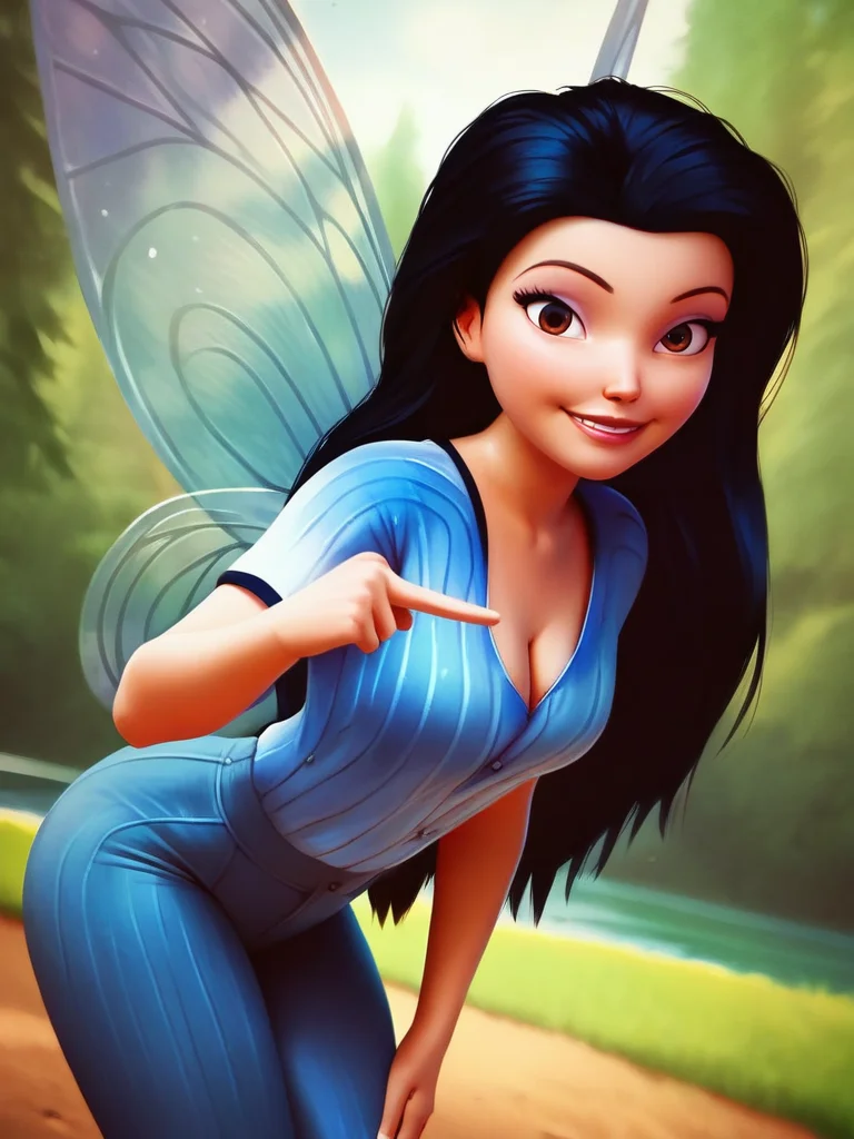 score_9, score_8_up, score_7_up, score_6_up, 1girl, fairy wings, brown eyes, black long hair, makeup, baseball uniform, sexually suggestive, curvy, medium breast, sexy, looking at viewer, cowboy shot, dynamic pose, cute, wide shot, solo, dutch angle, cleavage, leaning forward, forest, vegetation, lake, pointing at self, smile, :D, from side,
SilvermistXLP <lora:SilvermistXLP_character:0.7> , cartoon,