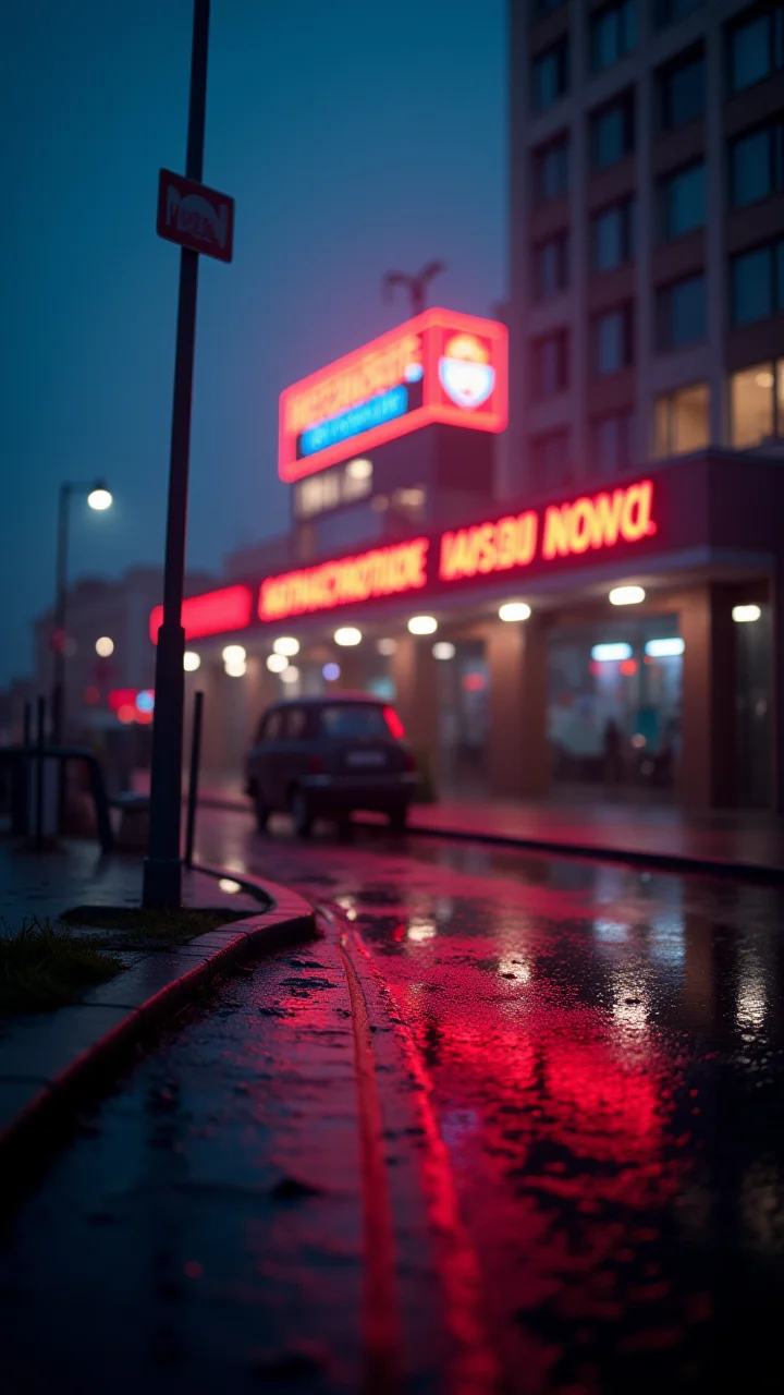 Photograph, landscape of a Nova Prospekt, cinematic lighting, compact camera, Depth of field 100mm, Colorful, bold colors, dramatic, cinestill, aidmaHyperrealism
