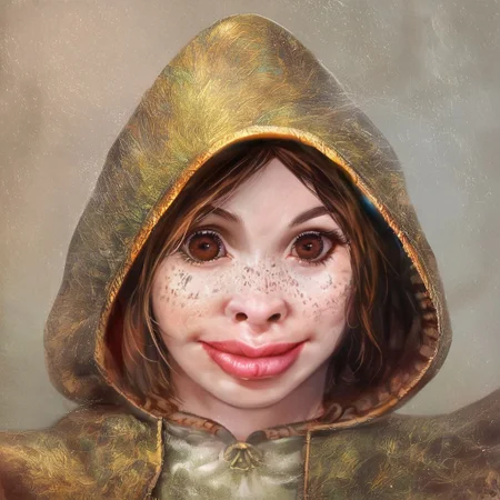 score_9, score_8_up, score_7_up, score_6_up, score_5_up, score_4_up, (zPDXL), 1woman, wearing a cloth hood, mysterious, beautiful dark-brown eyes, large lips, realistic, beautiful dark-honey eyes, high quality, extremely detailed, freckles, smiling