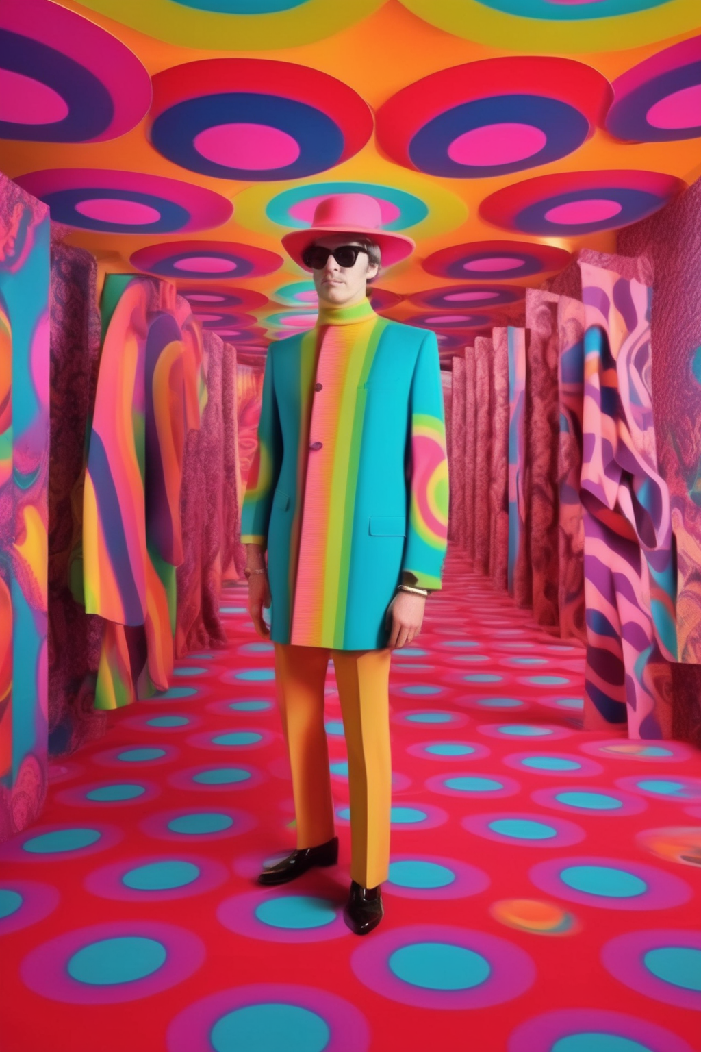 <lora:Victor Moscoso Style:1>Victor Moscoso Style - psychedelics LSD experiential in the style of Pierre Cardin