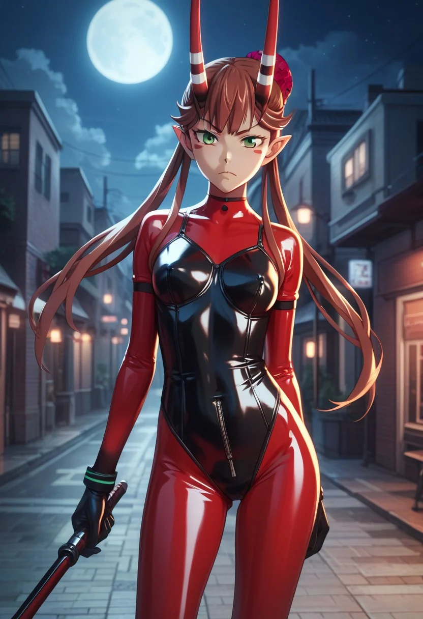 score_9_up, score_8_up, score_7_up, extreamly detailed, beautiful detailed face, complex detailed background, completely clothes, BREAK,
MASHU (CONTROL), latex, latex suit, night, holding weapon